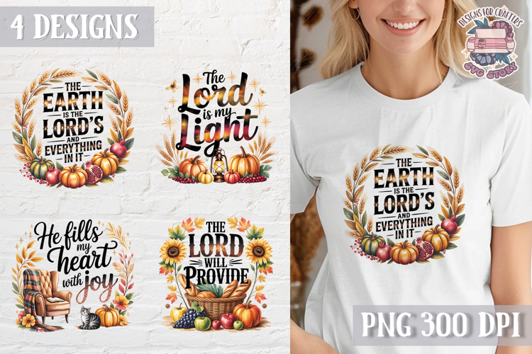 Fall Cozy Quote Bible Clipart PNG Sublimation 4 Designs example image 1