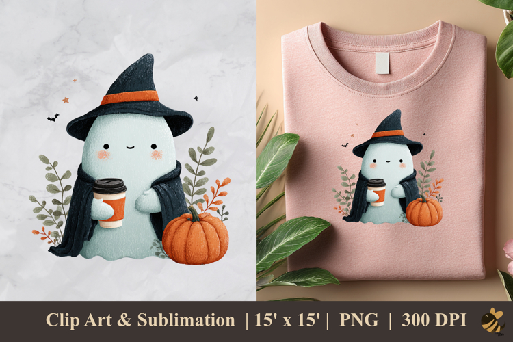 Cute Halloween Ghost DTF Sublimation Clipart Design 3