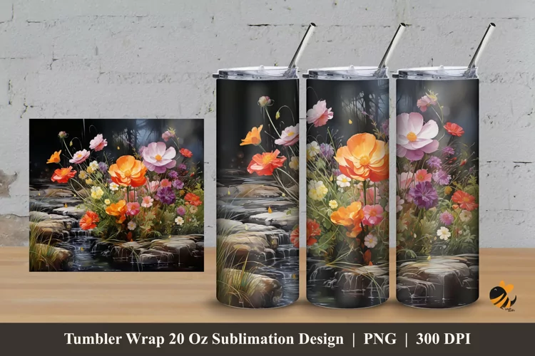 Dark Garden Tumbler Wrap Sublimation Design 3