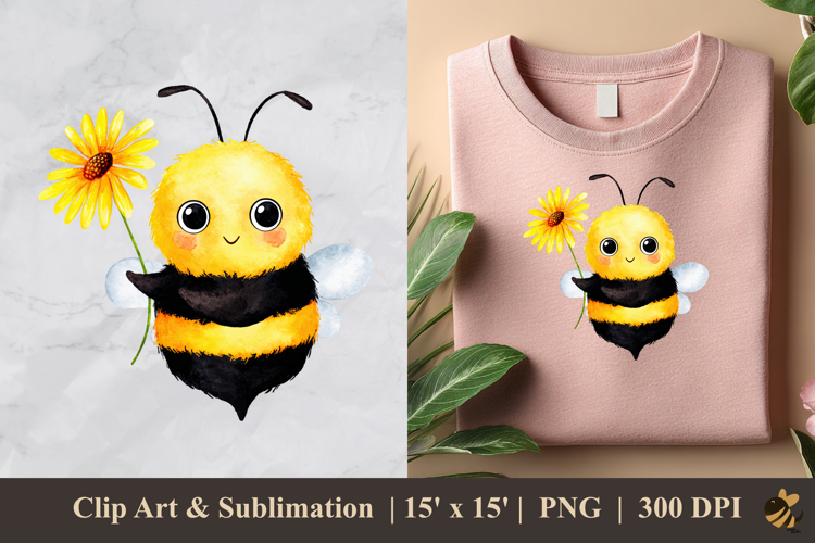 Flower With Bee Clipart Image 22