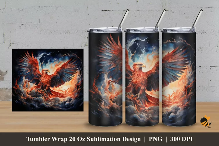 King Phoenix Tumbler Wrap Sublimation Design 3