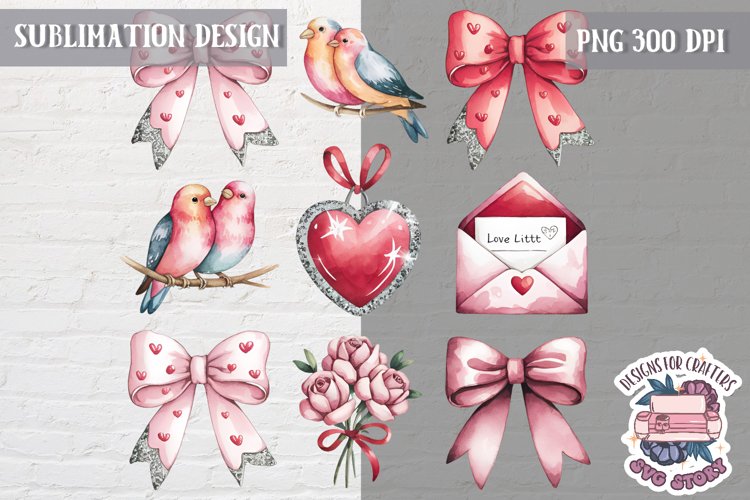 St Valentine’s Coquette Bow PNG Holidays Funny Watercolor