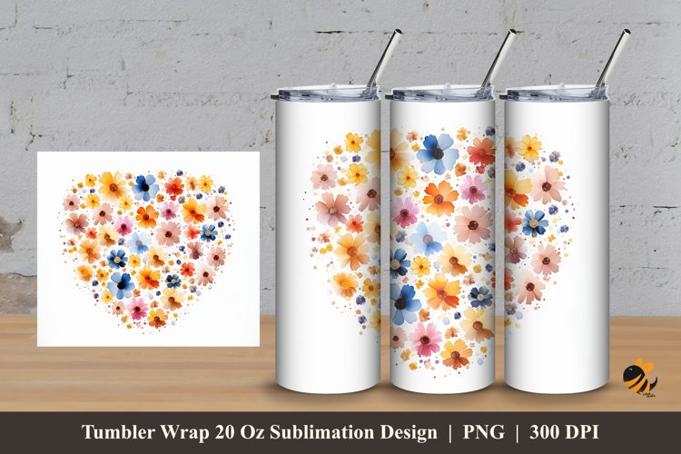 Floral Style Tumbler Wrap Sublimation Design 3 example image 1