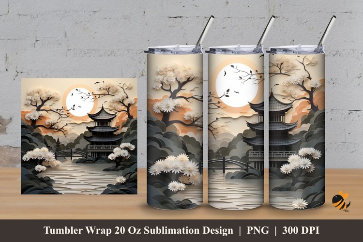 House And Garden Tumbler Wrap Sublimation Design 3 example image 1