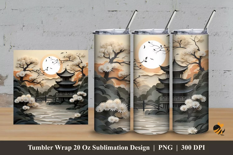 House And Garden Tumbler Wrap Sublimation Design 3