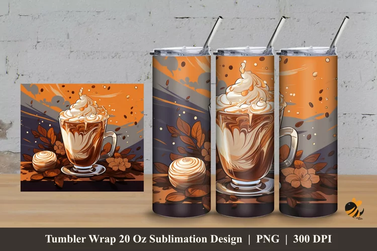 Chocolate Drink Tumbler Wrap Sublimation Design 3