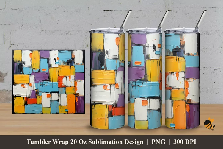 Painting Abstract Tumbler Wrap Sublimation Design 3