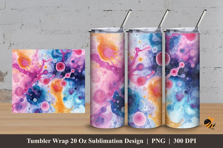 Watercolor Cells Tumbler Wrap Sublimation Design 3 example image 1