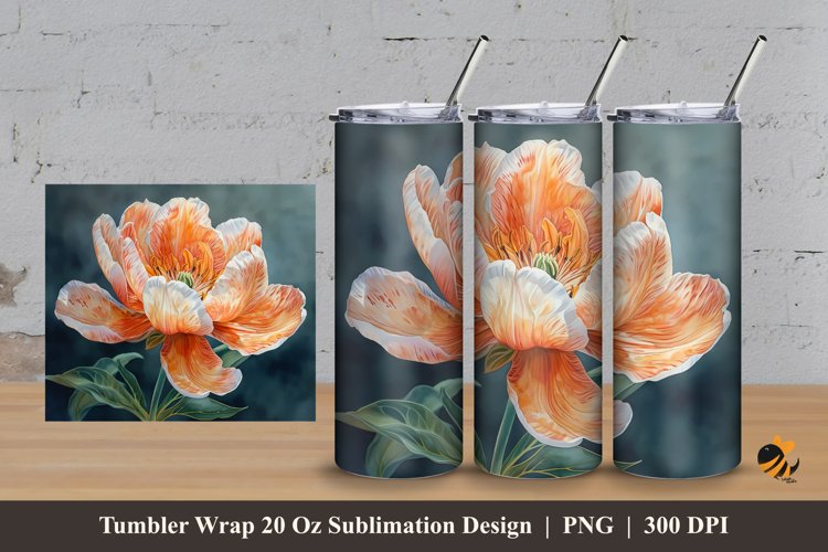 Growing Flower Tumbler Wrap Sublimation Design 3 example image 1
