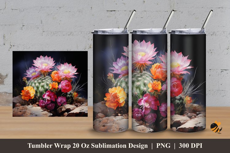 Mammillaria Frailean Tumbler Wrap Sublimation Design 3 example image 1