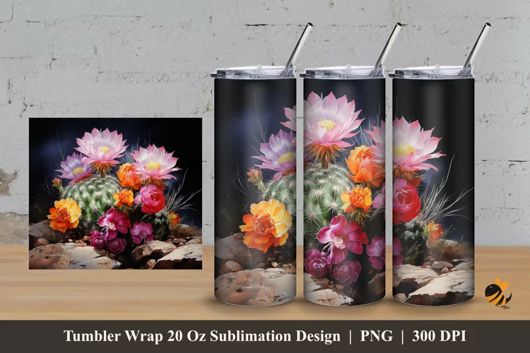 Mammillaria Frailean Tumbler Wrap Sublimation Design 3