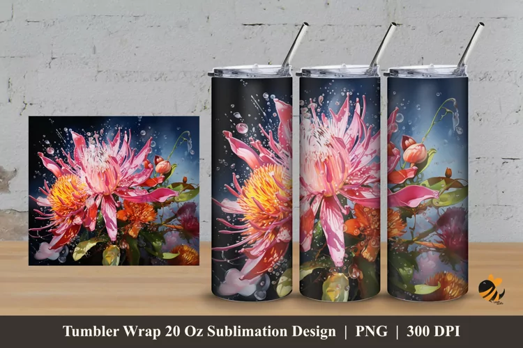 Favorite Flowers Tumbler Wrap Sublimation Design 3