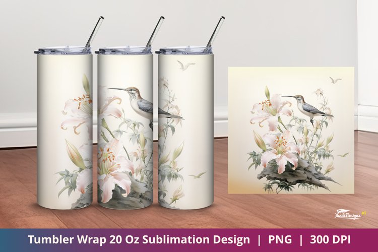 Lily and Bird Tumbler Wrap Sublimation 3
