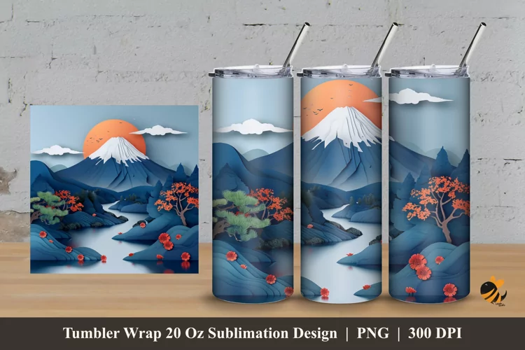 Nature Mountain Tumbler Wrap Sublimation Design 3