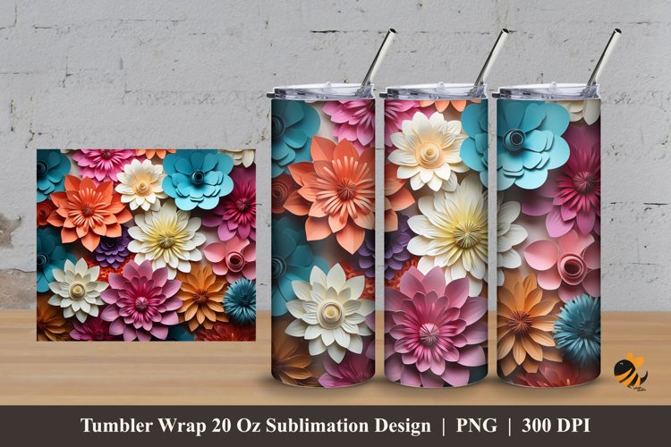 Creative Flowers Tumbler Wrap Sublimation Design 3