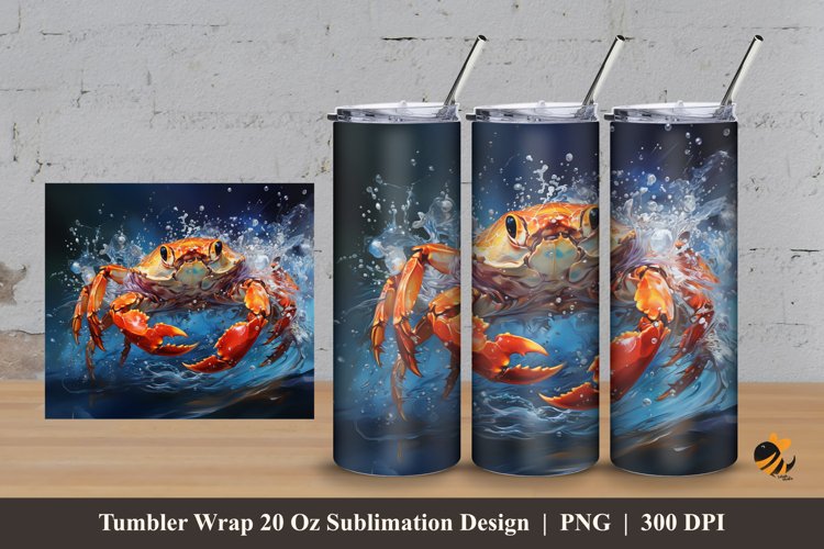 Fresh Crab Tumbler Wrap Sublimation Design 3 example image 1