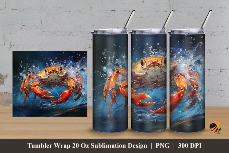 Fresh Crab Tumbler Wrap Sublimation Design 3