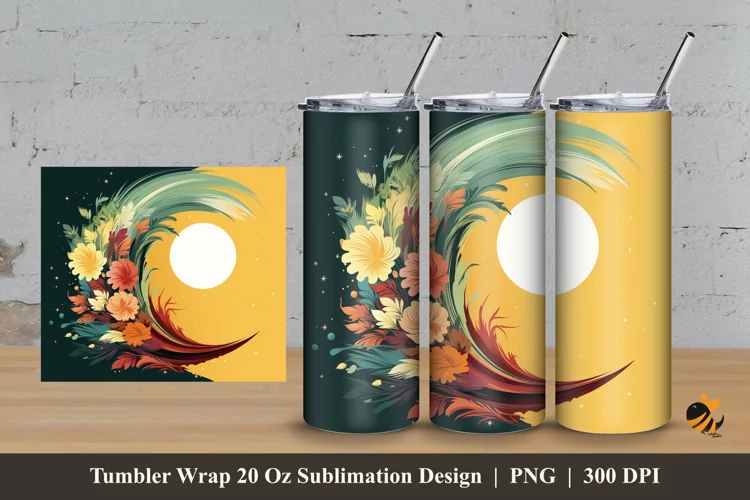 Beauty Sun And Flora Tumbler Wrap Sublimation Design 3