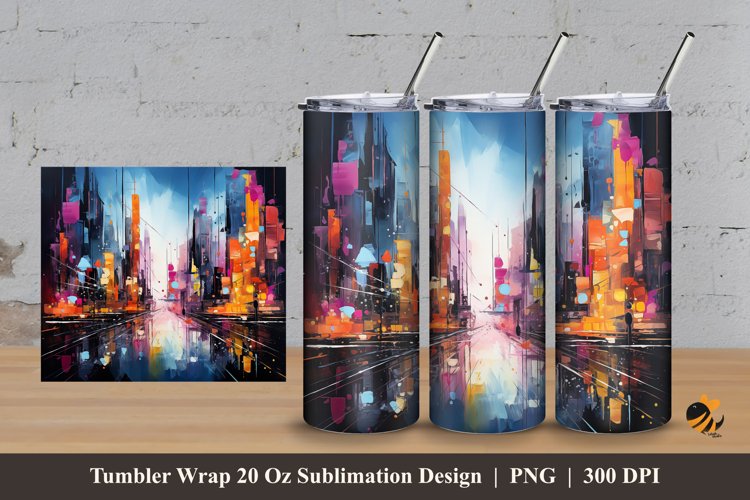 Abstract City Design Tumbler Wrap Sublimation Design 3