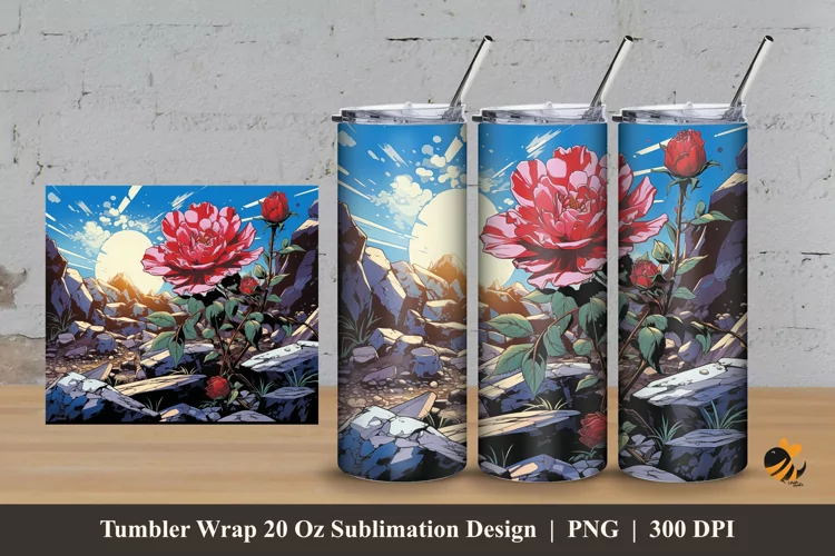 Celestial Blossoms Tumbler Wrap Sublimation Design 3