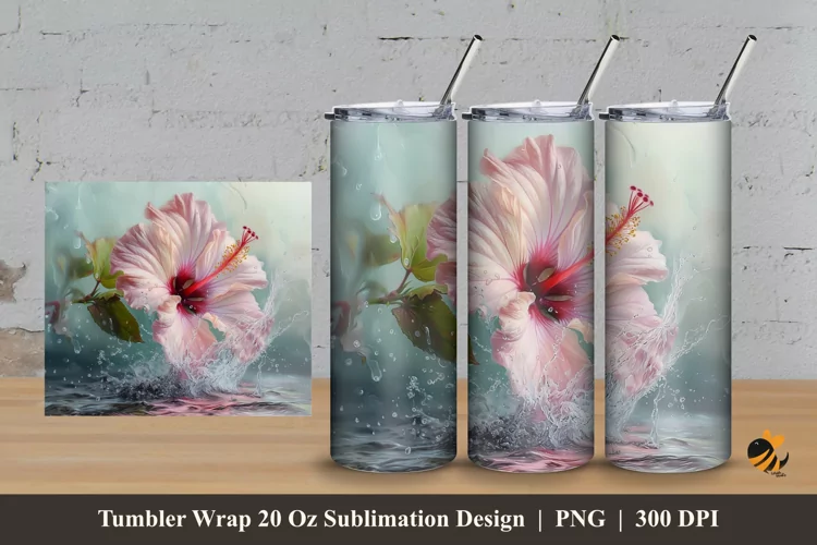Lily Splash Tumbler Wrap Sublimation Design 3
