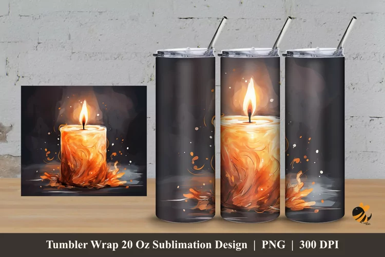 Valentine Candle Tumbler Wrap Sublimation Design 3