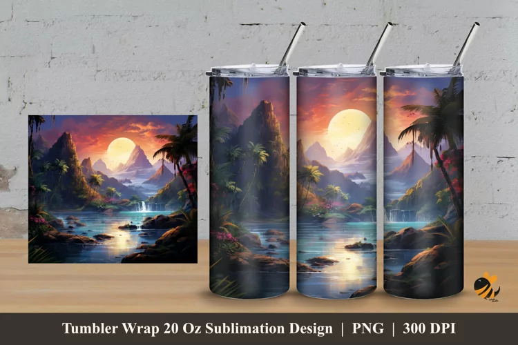 Painting Panoramic Tumbler Wrap Sublimation Design 3