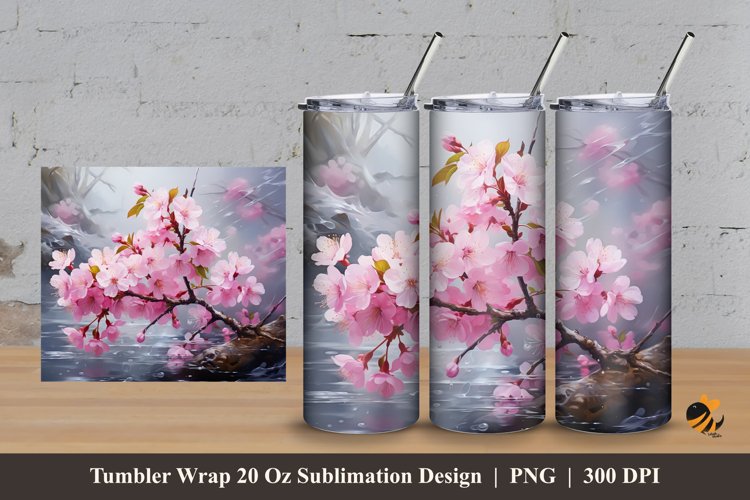 Spring Blooming Tumbler Wrap Sublimation Design 3