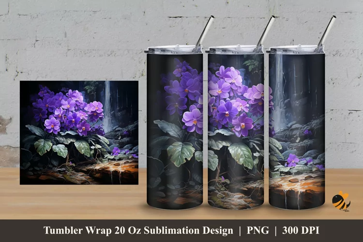 Beautiful Purple Tumbler Wrap Sublimation Design 3