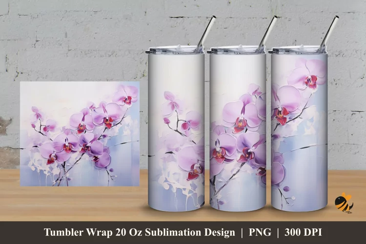 Romantic Flower Tumbler Wrap Sublimation Design 3