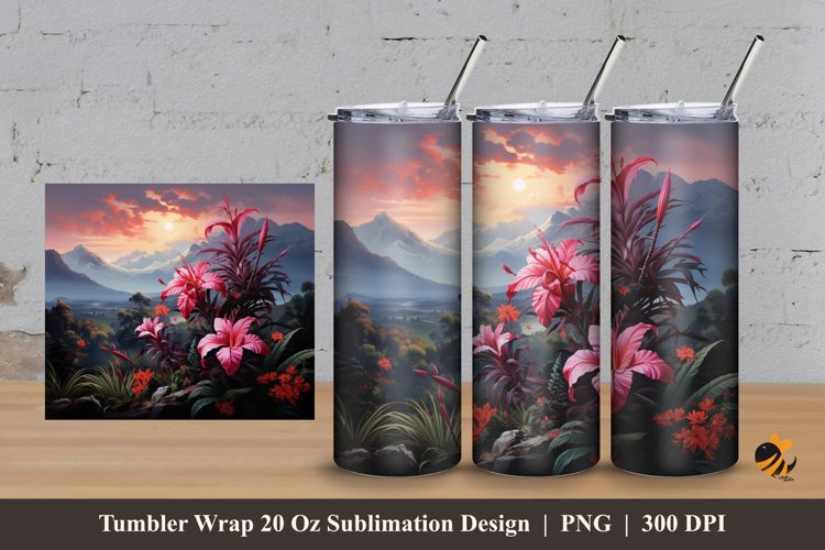 Nature Panoramic Tumbler Wrap Sublimation Design 3 example image 1