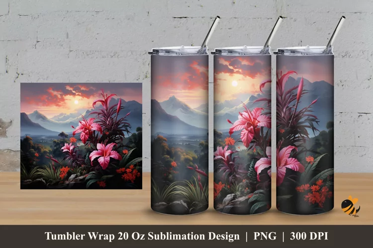 Nature Panoramic Tumbler Wrap Sublimation Design 3