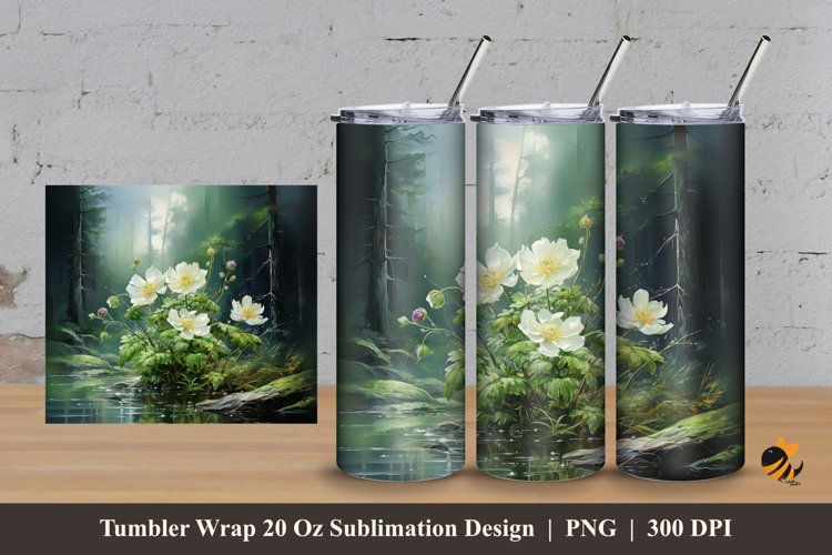 Forest Flower Tumbler Wrap Sublimation Design 3