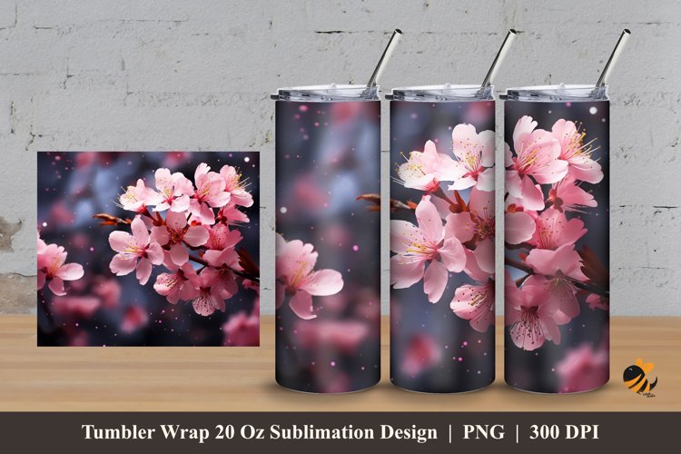 Flower of Love Tumbler Wrap Sublimation Design 3 example image 1