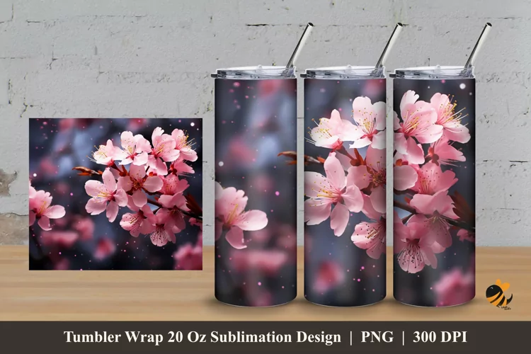Flower of Love Tumbler Wrap Sublimation Design 3