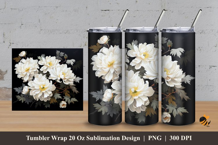 Realistic Blossom Flower Tumbler Wrap Sublimation Design 3