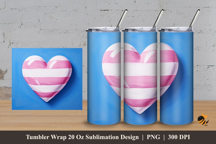 3d Watercolor Love Tumbler Wrap Sublimation Design 3 example image 1