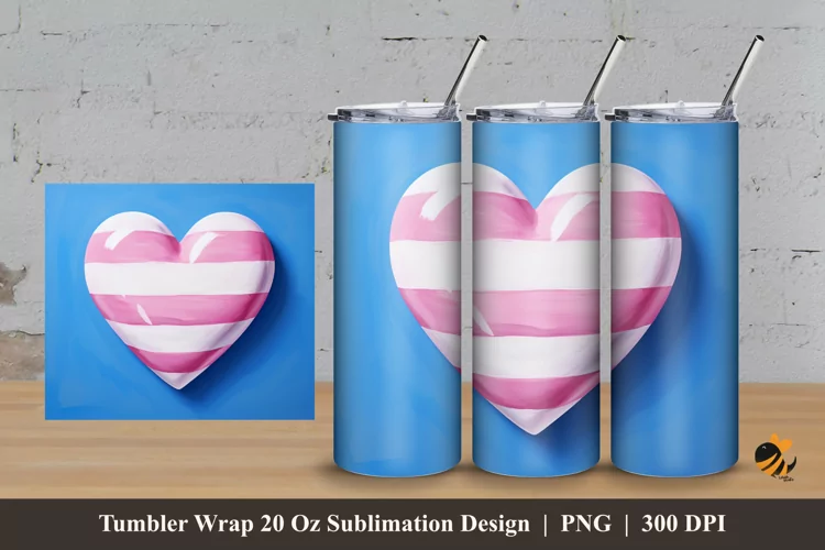 3d Watercolor Love Tumbler Wrap Sublimation Design 3