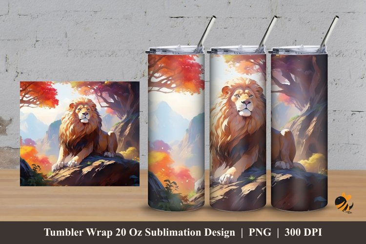 Wild Lion Tumbler Wrap Sublimation Design 3