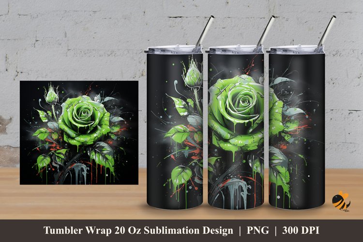 Graffiti Rose Tumbler Wrap Sublimation Design 3