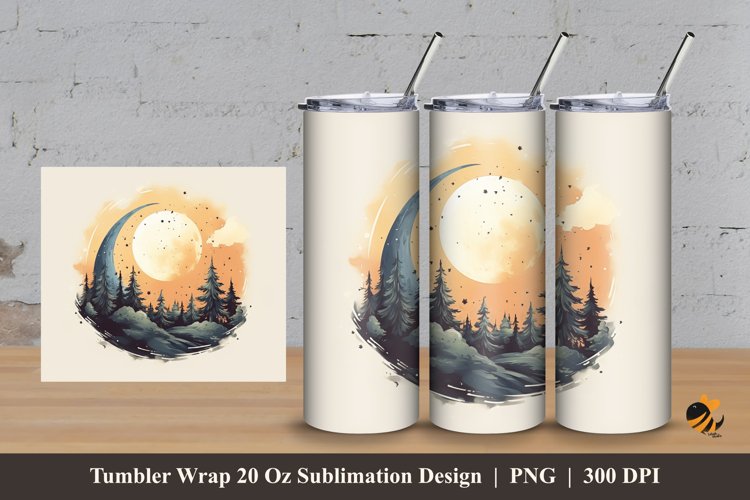 Lunar Circle Tumbler Wrap Sublimation Design 3 example image 1