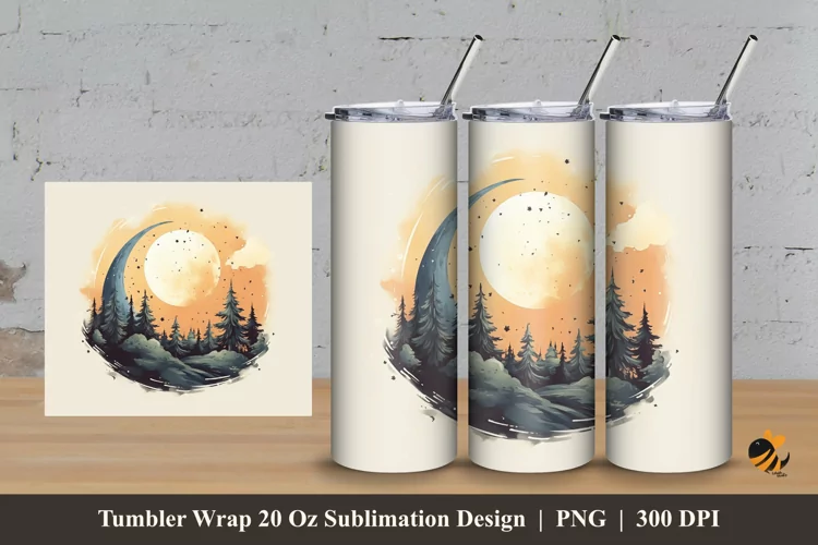 Lunar Circle Tumbler Wrap Sublimation Design 3