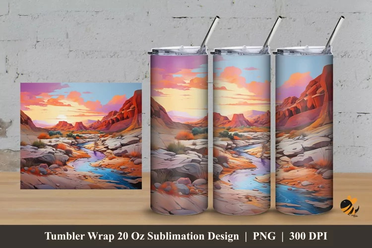 Mountain Vivid Color Tumbler Wrap Sublimation Design 3