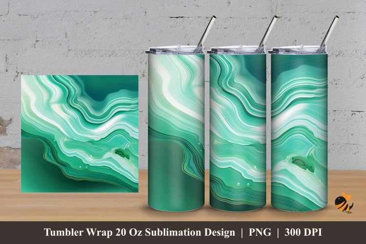 Blue Agate Tumbler Wrap Sublimation Design 3