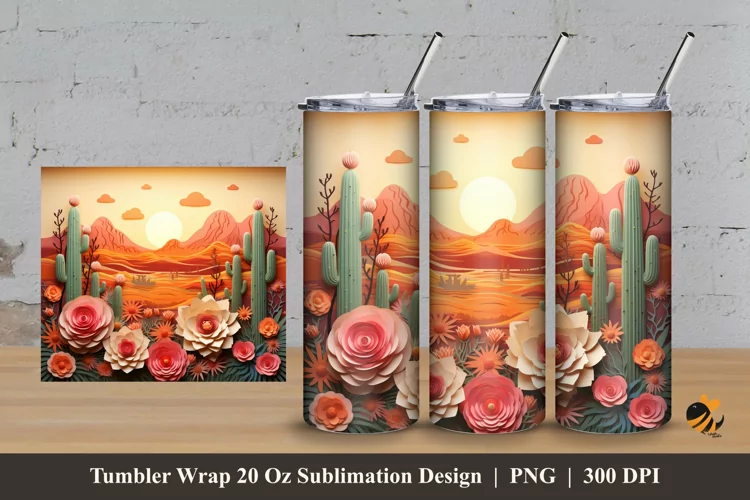 Desert Landscape Tumbler Wrap Sublimation Design 3
