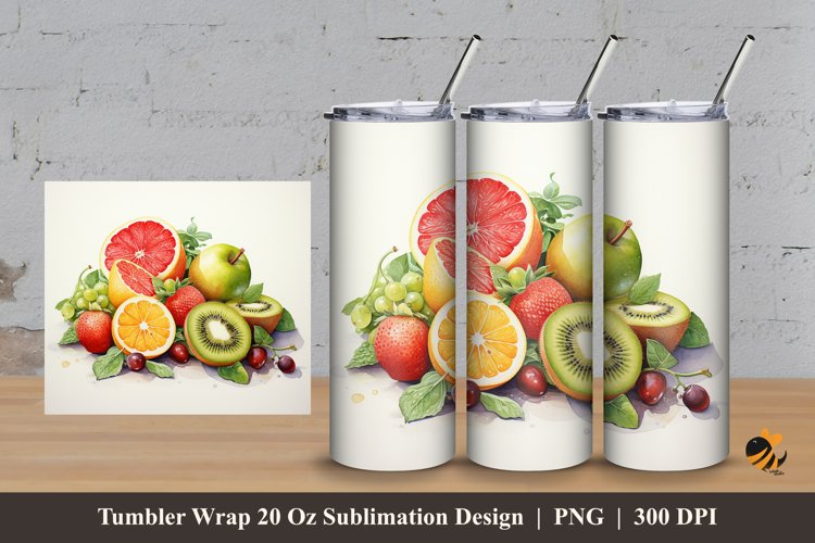 Fresh Fruits Tumbler Wrap Sublimation Design 3