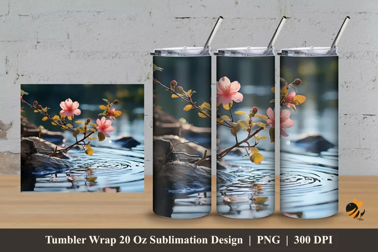 Nature Bloom Tumbler Wrap Sublimation Design 3