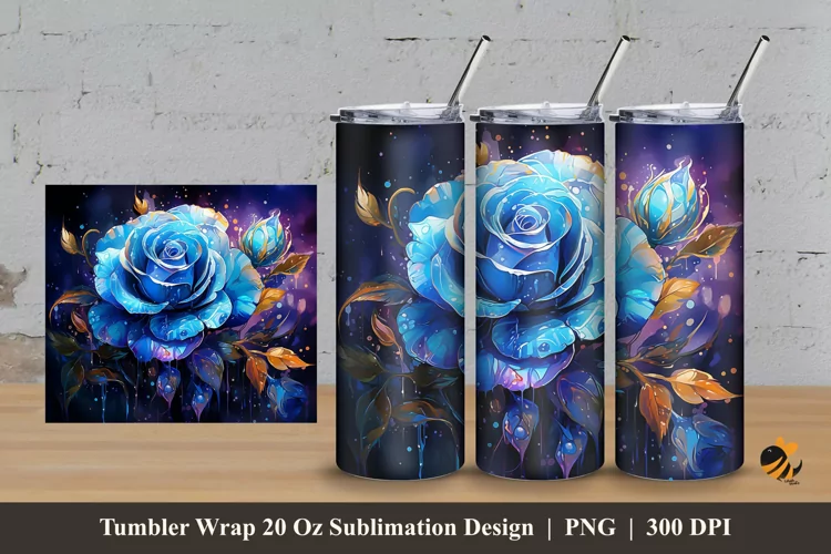 Rose Harmony Tumbler Wrap Sublimation Design 3