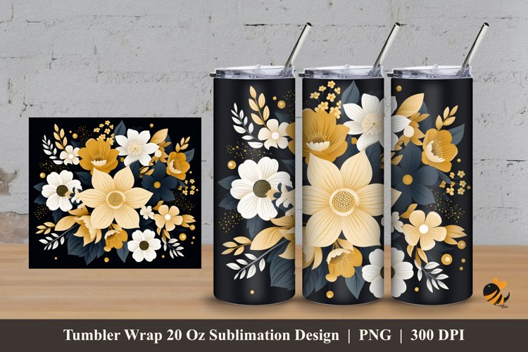 Common Flower Tumbler Wrap Sublimation Design 3
