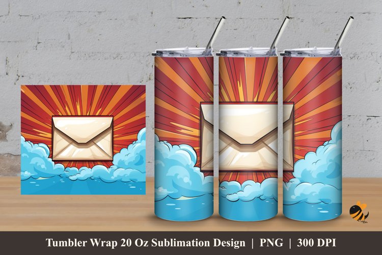 Vintage Envelope Tumbler Wrap Sublimation Design 3 example image 1